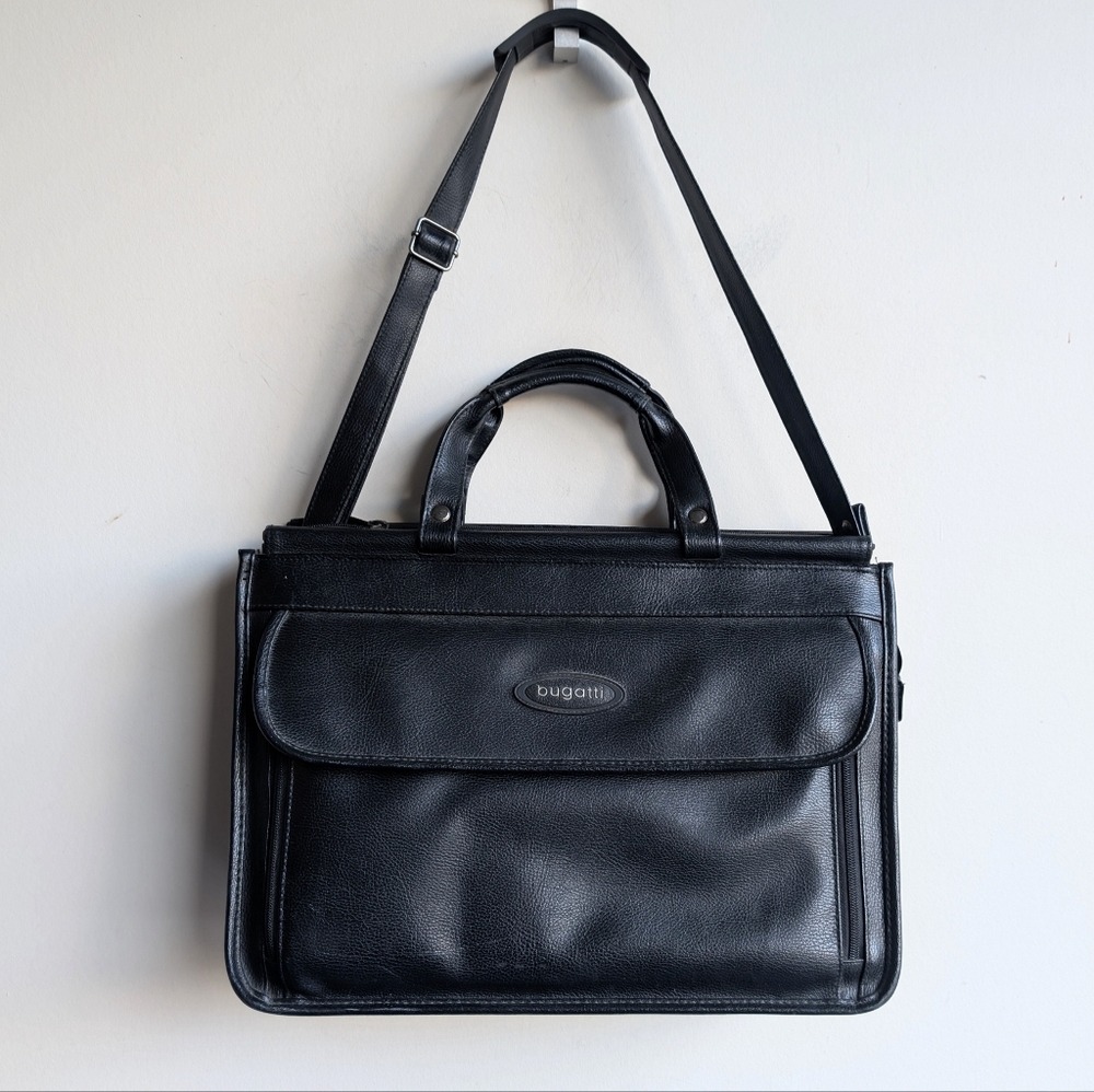 Bugatti Classic Black Leather Briefcase